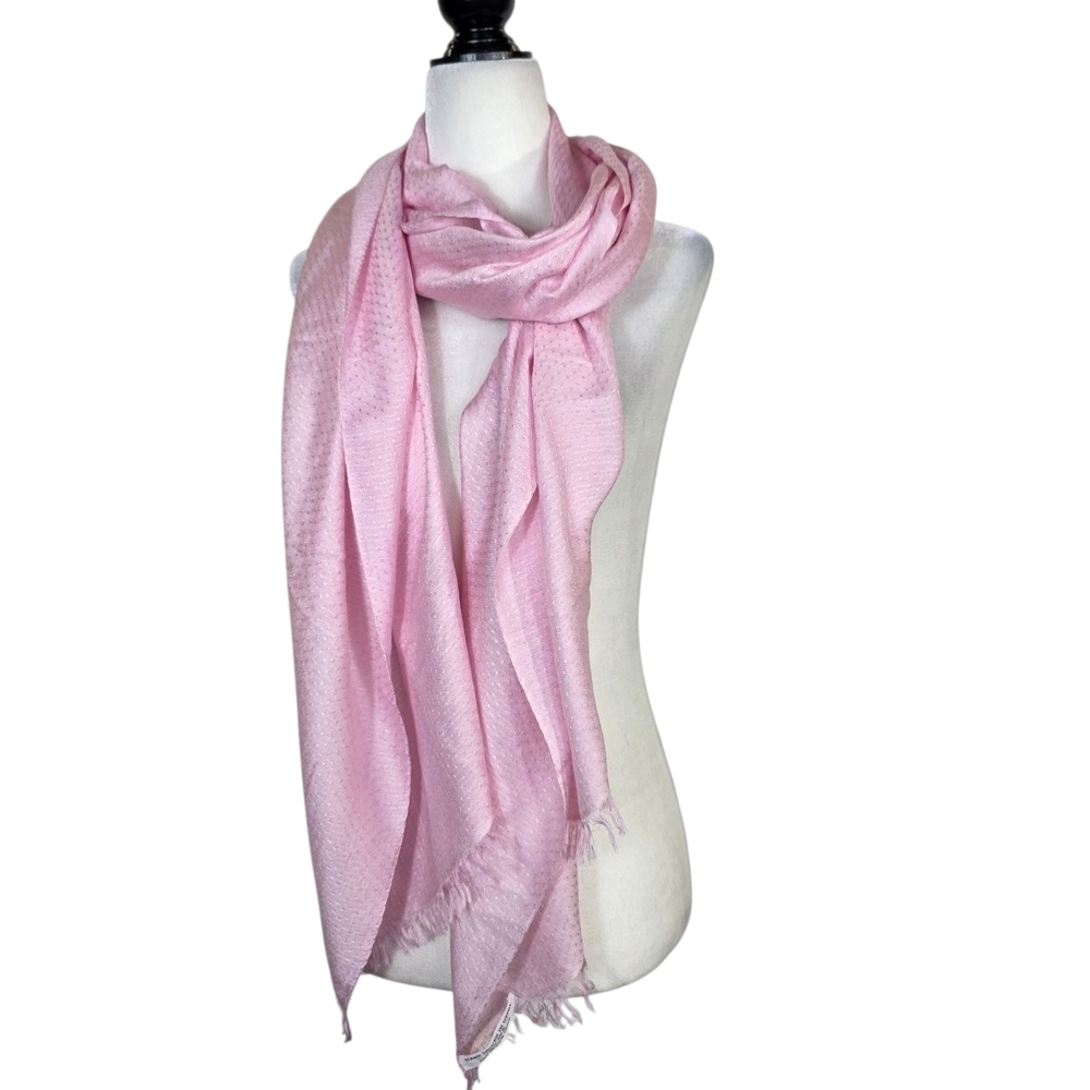 Handwoven in Nepal 100% silk fringed textured Pink Women's Scarf